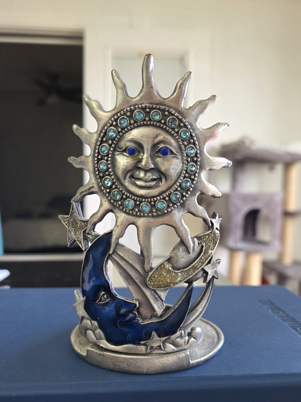 Metal Celestial Sun, Moon & Stars Candle Holder